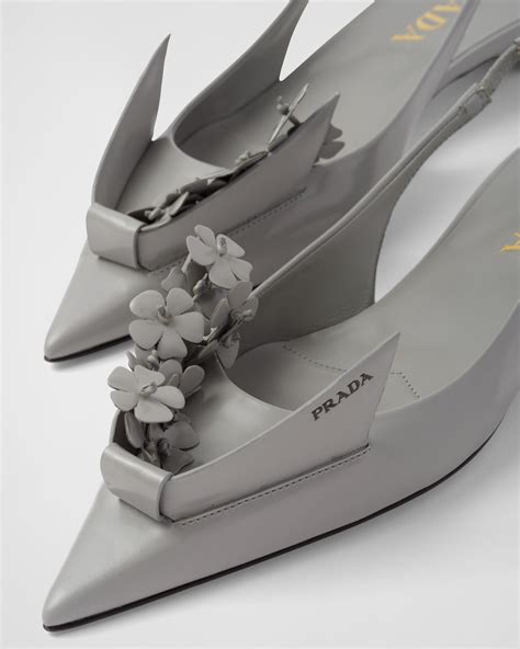 prada floral applique|Brushed leather slingback pumps with floral appliques .